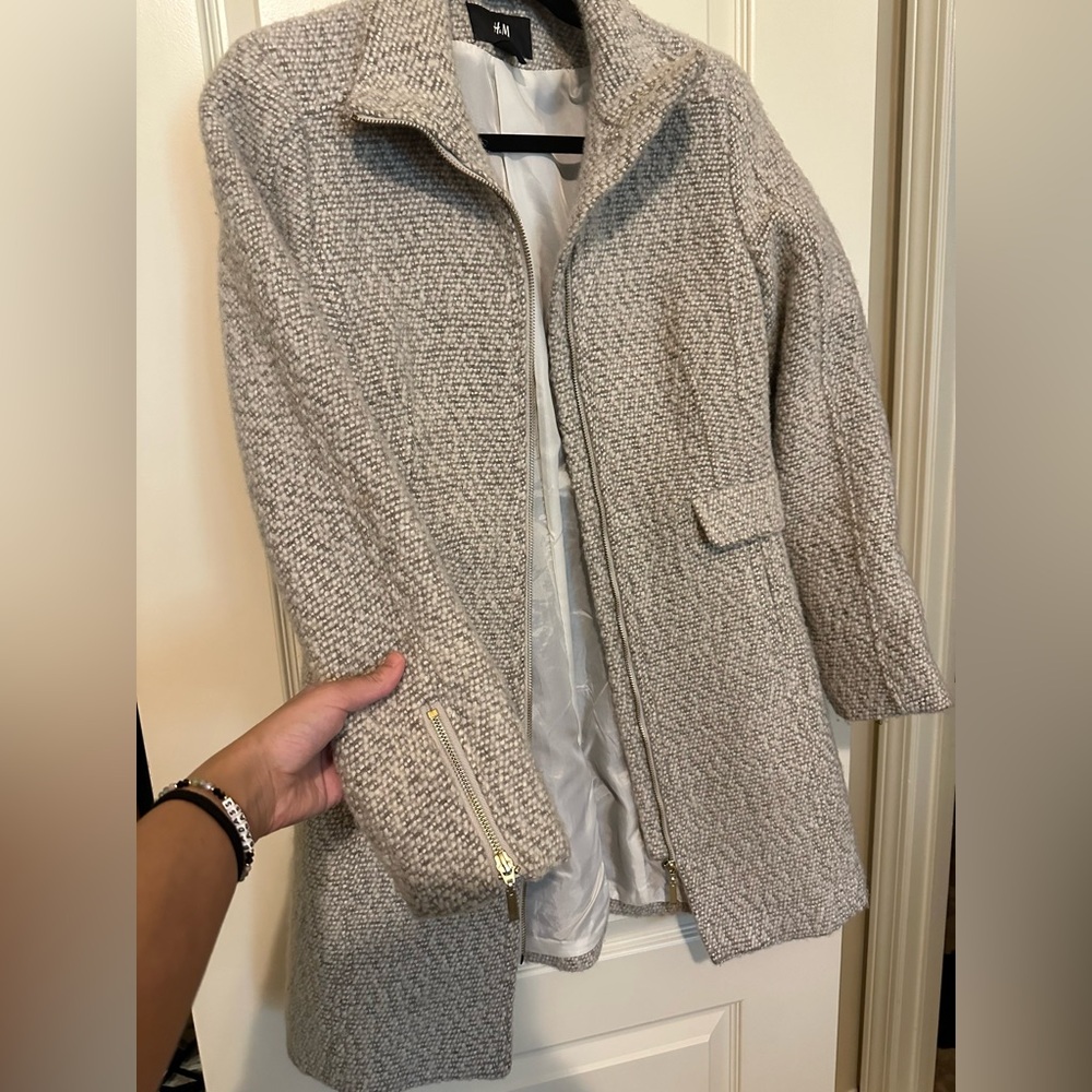 H&M light gray wool pea coat - Picture 2 of 9
